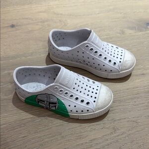 Native White and Green Perforated Sneakers